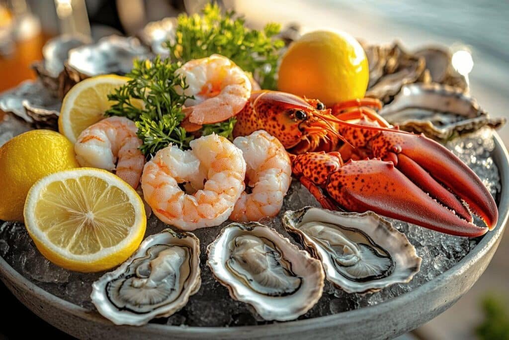Que contient le menu fruits de mer du restaurant la mer : détails et spécialités